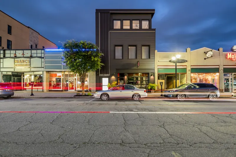 Commercial buildings on a Main Street in Northeastern Pennsylvania