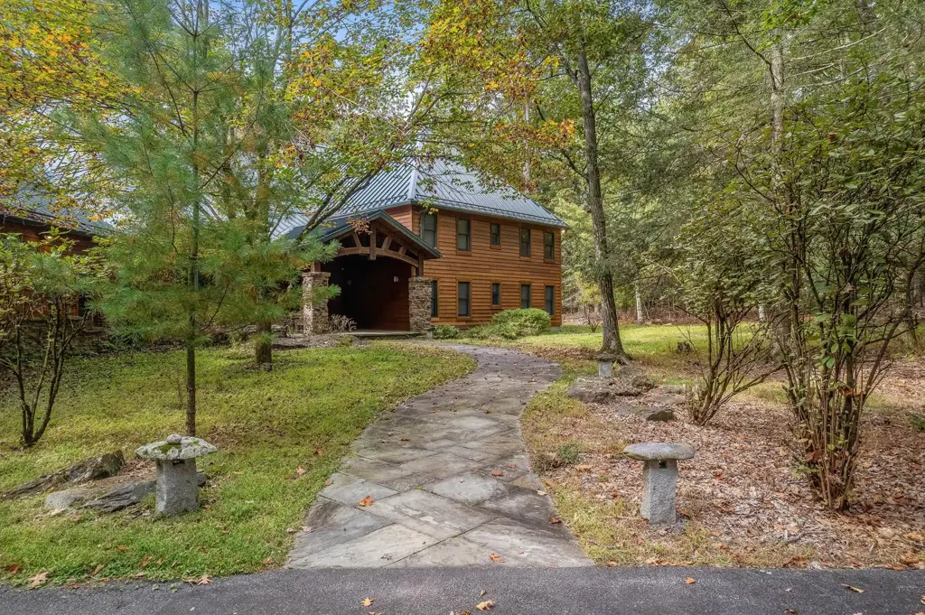 Wooded home with a stone path in Shavertown, Pennsylvania